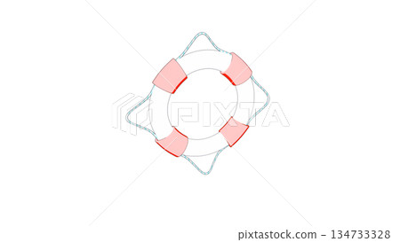 從某個角度看到的簡單紅白相間的游泳圈示意圖 從某個角度看到的簡單紅白相間的游泳圈示意圖 134733328