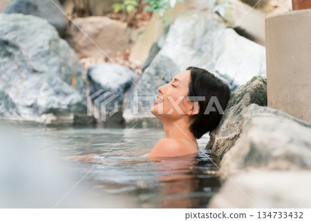 open-air bath, hot spring, spa 134733432