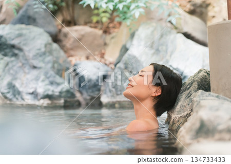 open-air bath, hot spring, spa 134733433