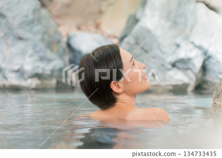 open-air bath, hot spring, spa 134733435