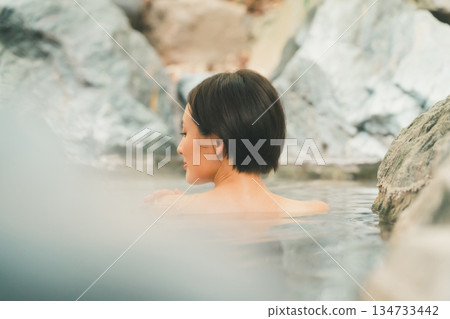 open-air bath, hot spring, spa 134733442