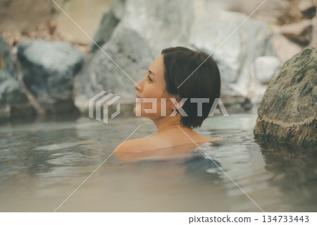 open-air bath, hot spring, spa 134733443