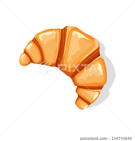 Golden buttery croissant illustration with flaky layers and soft highlights, isolated on white background, perfect for bakery themes. Golden buttery croissant illustration with flaky layers and soft highlights, isolated on white background, perfect for bakery themes. 134733644