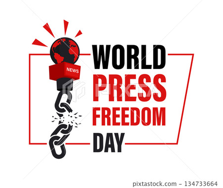 A bold World Press Freedom Day design featuring a news mic breaking free from chains, symbolizing free journalism and the fight for truth. A bold World Press Freedom Day design featuring a news mic breaking free from chains, symbolizing free journalism and the fight for truth. 134733664