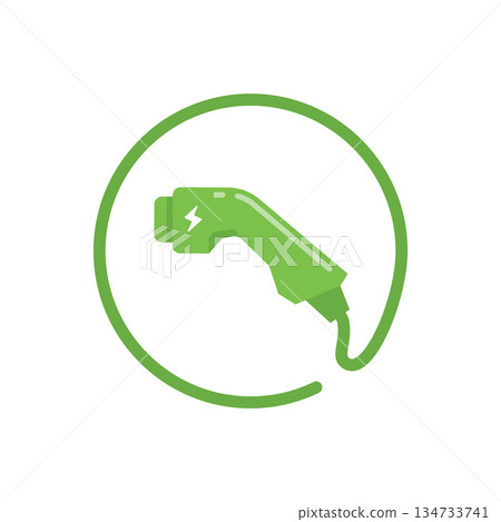Green electric vehicle charger icon with circular line, symbolizing clean energy, eco mobility, and sustainable transportation. Green electric vehicle charger icon with circular line, symbolizing clean energy, eco mobility, and sustainable transportation. 134733741