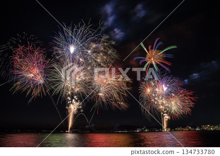Matsue water town fireworks display Matsue water town fireworks display 134733780