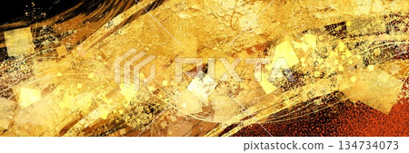 New Year's background style gold foil brush strokes sparkling horizontal black background New Year's background style gold foil brush strokes sparkling horizontal black background 134734073