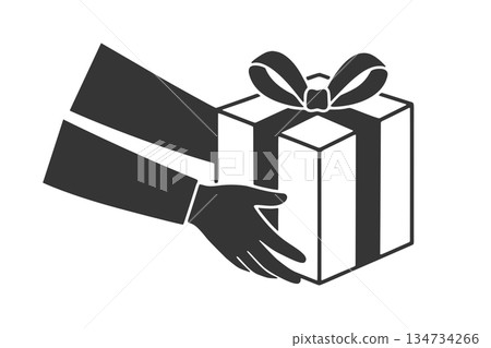 Silhouette icon of a hand holding a gift 134734266