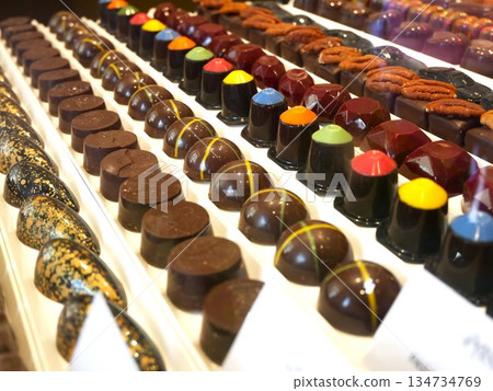 Chocolate from a sweets shop in Bruges, Belgium Chocolate from a sweets shop in Bruges, Belgium 134734769