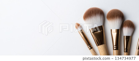 Makeup Brushes on White Background 134734977