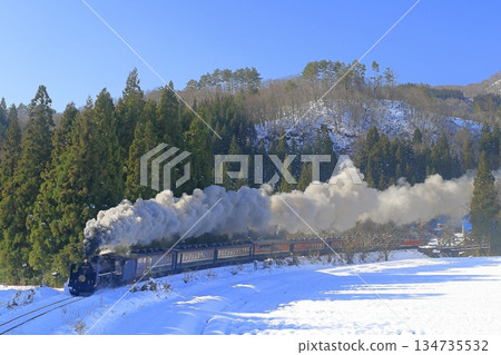 Banetsu West Line SL with snow scenery Banetsu West Line SL with snow scenery 134735532