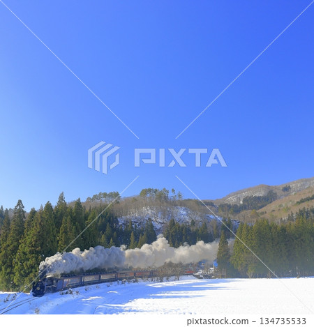 Banetsu West Line SL with snow scenery 134735533