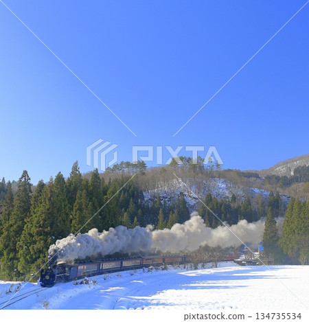 Banetsu West Line SL with snow scenery 134735534