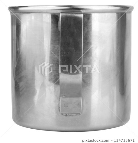 Stainless steel water mug isolated on white background 134735671