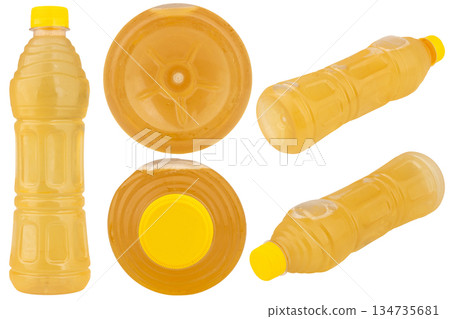 Honey lemon tea drink isolated on white background bottle plastic Honey lemon tea drink isolated on white background bottle plastic 134735681