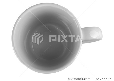 White ceramic mug isolated on white background top view 134735686