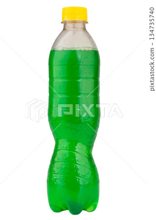 color green soft drink bottle isolated on white background color green soft drink bottle isolated on white background 134735740