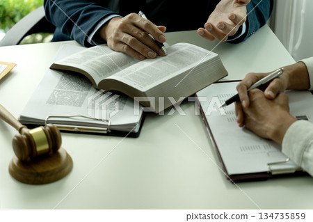 Lawyer is consulting on planning a brainstorming session Lawyer is consulting on planning a brainstorming session 134735859
