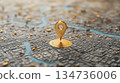 Golden location pin over city map,  navigation concept 134736006