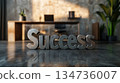 Metallic Letters Spelling SUCCESS on Glossy Surface in Modern Setting 134736007
