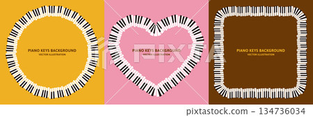 復古鋼琴鍵盤設計向量圖資料：框架材質集 134736034