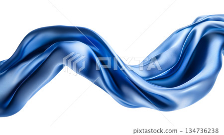 against a bright backdrop, a length of material is depicted in motion. it curves and drapes in a wave like form, with highlights and shadows emphasizing its shape 134736238