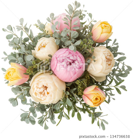 Beautiful Bouquet of Colorful Flowers for a Spring Celebration or Event 134736638