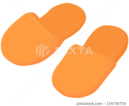 Orange simple slippers illustration vector material Orange simple slippers illustration vector material 134736759