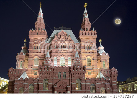 State Historical Museum at night, with the super moon. Moscow, Russia State Historical Museum at night, with the super moon. Moscow, Russia 134737287