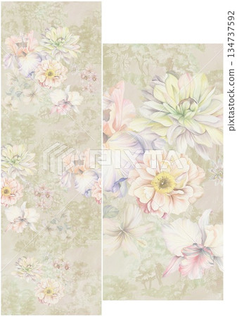 Vivid Watercolor Floral and Leaf Illustrations Vivid Watercolor Floral and Leaf Illustrations 134737592