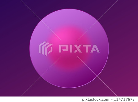 Abstract pink 3D sphere behind frosted glass on purple background Abstract pink 3D sphere behind frosted glass on purple background 134737672