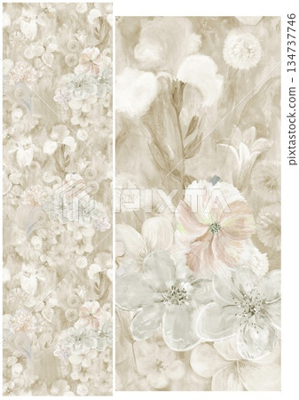 Vivid Watercolor Floral and Leaf Illustrations 134737746