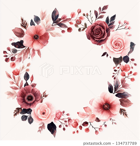 Vivid Watercolor Floral and Leaf Illustrations Vivid Watercolor Floral and Leaf Illustrations 134737789
