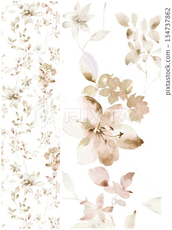 Vivid Watercolor Floral and Leaf Illustrations Vivid Watercolor Floral and Leaf Illustrations 134737862