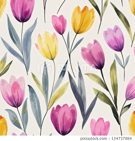 Vivid Watercolor Floral and Leaf Illustrations Vivid Watercolor Floral and Leaf Illustrations 134737864