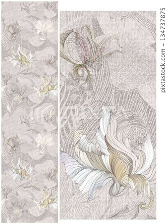 Vivid Watercolor Floral and Leaf Illustrations 134737875