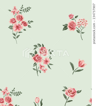 Vivid Watercolor Floral and Leaf Illustrations 134737907