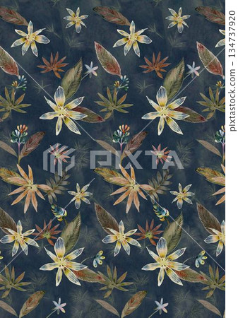 Vivid Watercolor Floral and Leaf Illustrations Vivid Watercolor Floral and Leaf Illustrations 134737920