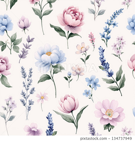 Vivid Watercolor Floral and Leaf Illustrations Vivid Watercolor Floral and Leaf Illustrations 134737949