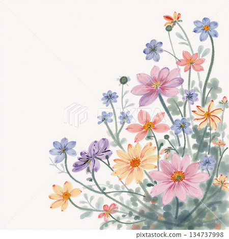 Vivid Watercolor Floral and Leaf Illustrations Vivid Watercolor Floral and Leaf Illustrations 134737998