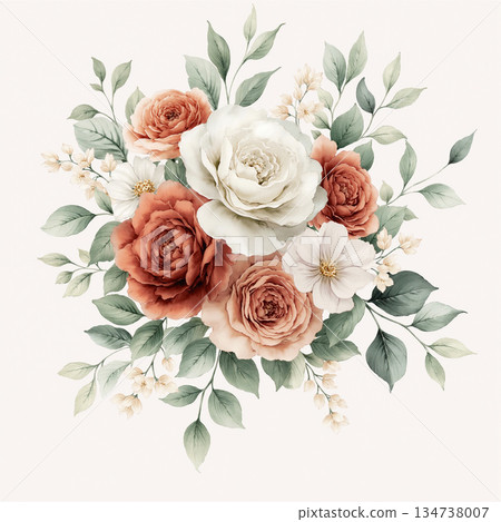 Vivid Watercolor Floral and Leaf Illustrations Vivid Watercolor Floral and Leaf Illustrations 134738007