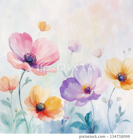 Vivid Watercolor Floral and Leaf Illustrations 134738099