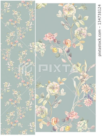 Artful Hand Painted Curly Grass Motifs Artful Hand Painted Curly Grass Motifs 134738124
