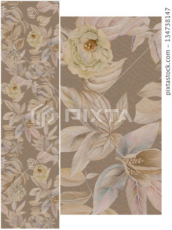 Artful Hand Painted Curly Grass Motifs Artful Hand Painted Curly Grass Motifs 134738147