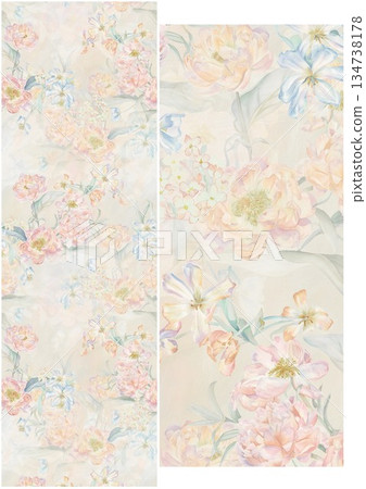 Artful Hand Painted Curly Grass Motifs 134738178