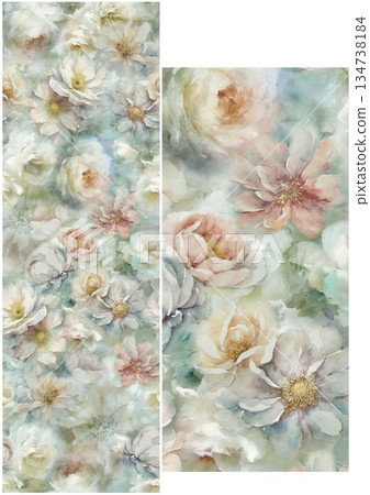 Artful Hand Painted Curly Grass Motifs 134738184