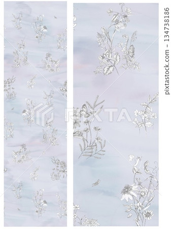 Artful Hand Painted Curly Grass Motifs 134738186