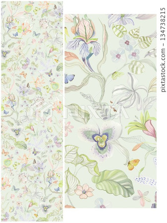 Artful Hand Painted Curly Grass Motifs Artful Hand Painted Curly Grass Motifs 134738215