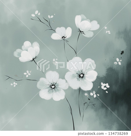 Graceful Watercolor Botanic Pattern Art Graceful Watercolor Botanic Pattern Art 134738269