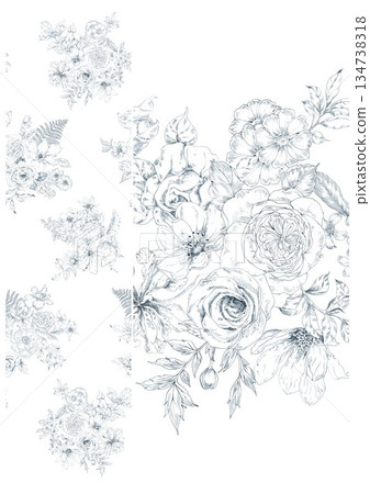 Graceful Watercolor Botanic Pattern Art 134738318